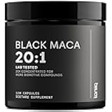 Black Maca Root - Ultra High Potency 20:1 Extract - Single Origin, Wildcrafted & Highly Concentrated - Third-Party Lab Tested - 120 Capsules