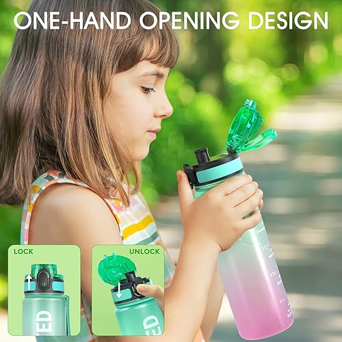 Miniatura 4 de Sahara Sailor Botella de agua, 322517 onzas, botellas de agua duraderas y a prueba de fugas, motivacionales con marcador de tiempo, Tritan, sin BPA,