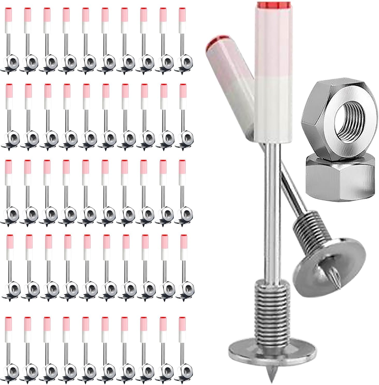 100PCS Threaded Manual Concrete Nails with M8 Screw Nut for Concrete Nail Gun,for Concrete Ceiling Cable Ducts Fixed Slotting Device Repair Tool Home DIY Nail Gun Accessories