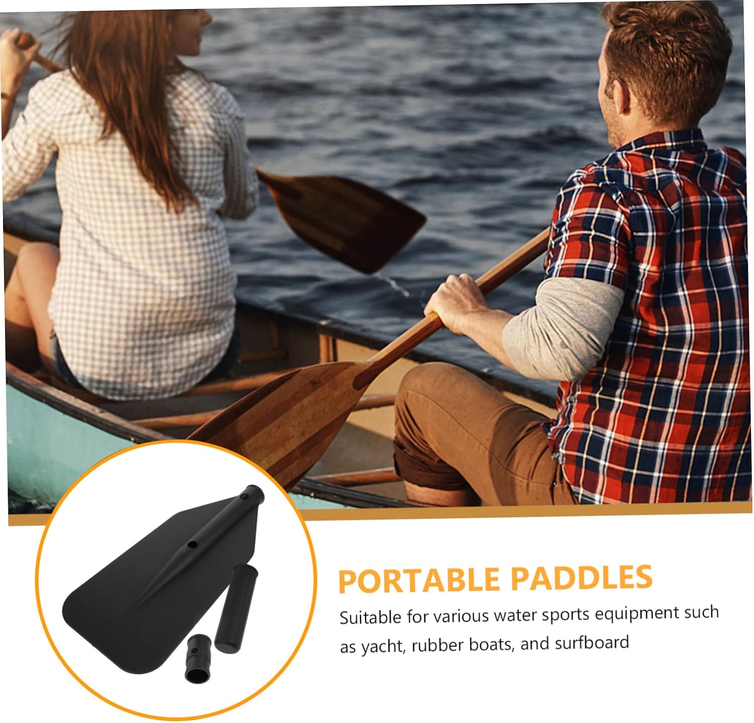 WOONEKY 3-Piece Adjustable Kayak Paddle Set Plastic Blades Telescopic Oars for Water Sports Floating Design for Canoeing and Boating