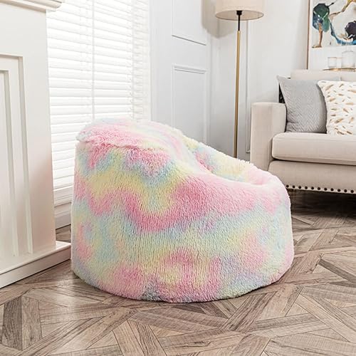 AbunHeri Storage Bean Bag Chair Cover (No Filler) Zipper Beanbag Sofa Cover Living Room Furniture 31x20 Inch Soft Washable Plush Fiber Adult Beanbag Chair Fuzzy Fur Cover Without Filling