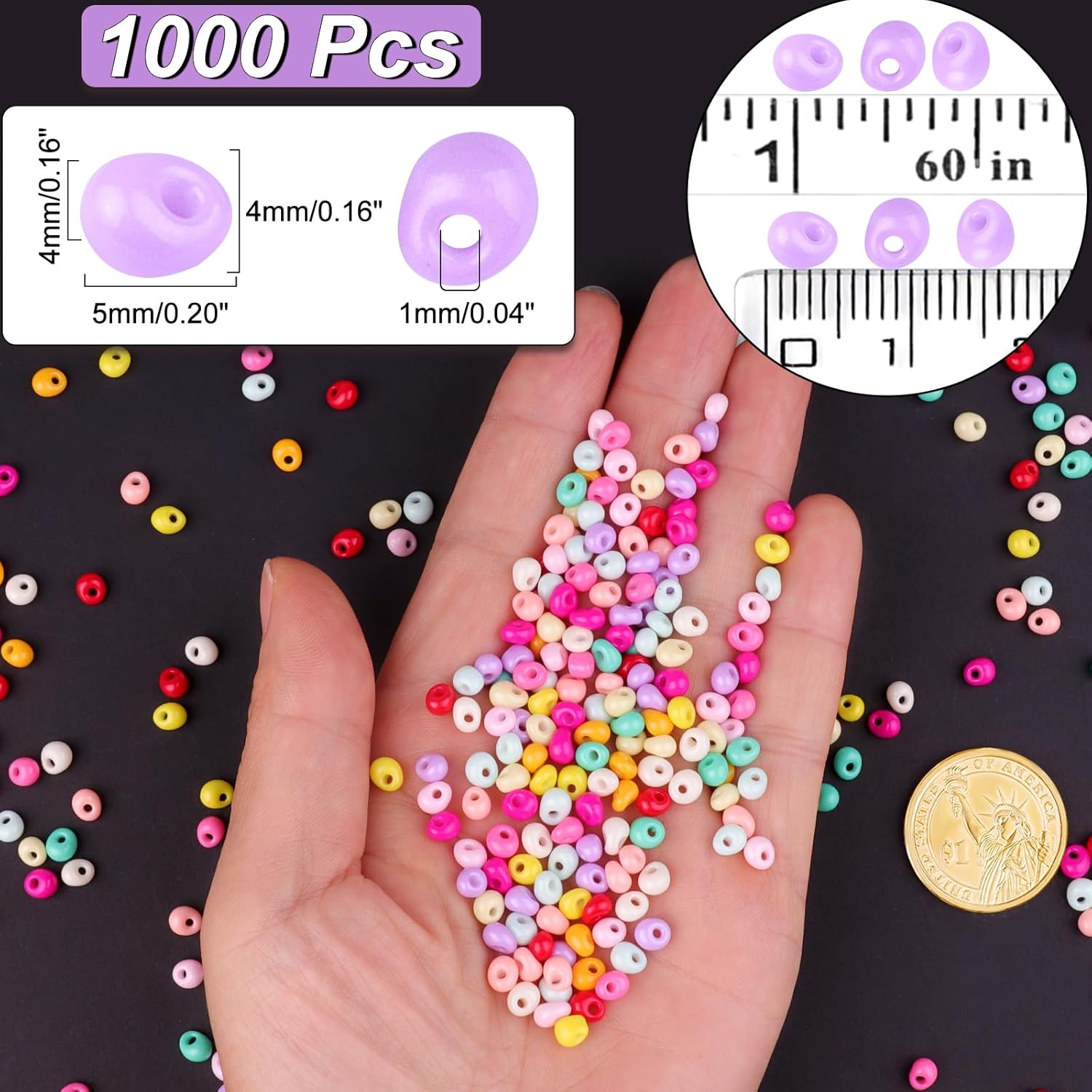 4000pcs Multicolor Teardrop Glass Seed Beads, 3x6mm for DIY Craft Projects - Image 3