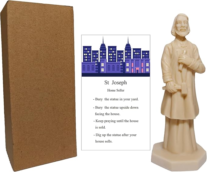 Estatua San José para vender casa resina beige 11.94 cm miniatura 7