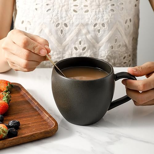 Miniatura 5 de Juego de 6 tazas de café de cerámica de 16 onzas con mango grande para café, leche, té, latte, cereales, tazas de cerámica esmaltada única para