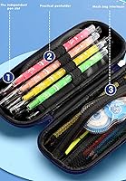 Vista 5 de Estuche para lápices de astronauta 3D para niños y niños, caja impermeable con compartimentos para bolígrafos (azul oscuro)