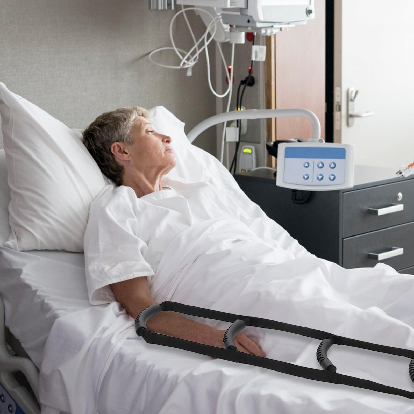 Scala da Letto per Anziani Regolabile in Nylon Maniglia Antiscivolo in Eva, Cintura di Assistenza per Disabili Leggera e Pieghevole, Supporto per Sollevamento e Mobilità in Casa