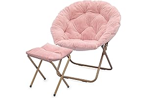 MoNiBloom Round Folding Faux Fur Saucer Chair for Teens