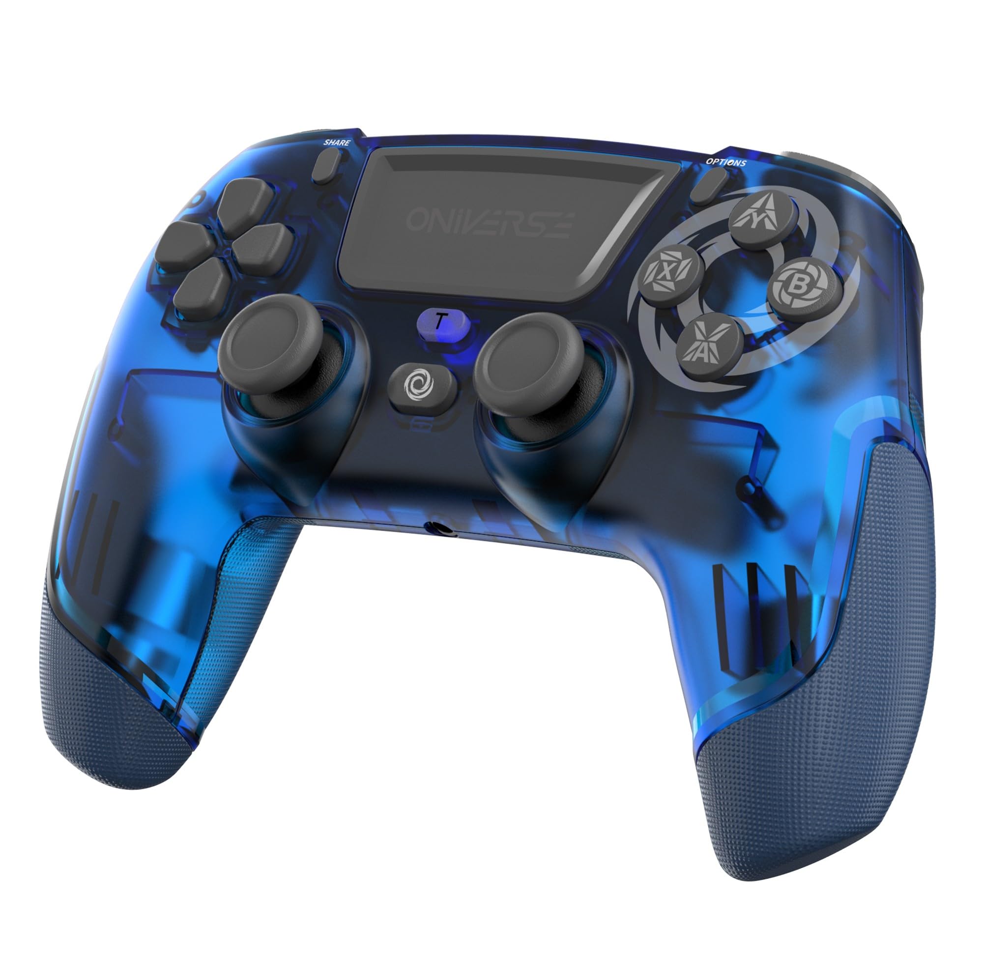 Oniverse Manette PS4 PS3 PC ANDROID iOS, sans fil, Sortie Casque Stéréo, Vibrations réglables, Pavé tactile, boutons macro, mode Turbo, Wake up, Gyroscope 6 axes, Revolt (Neptune Blue/Bleu)