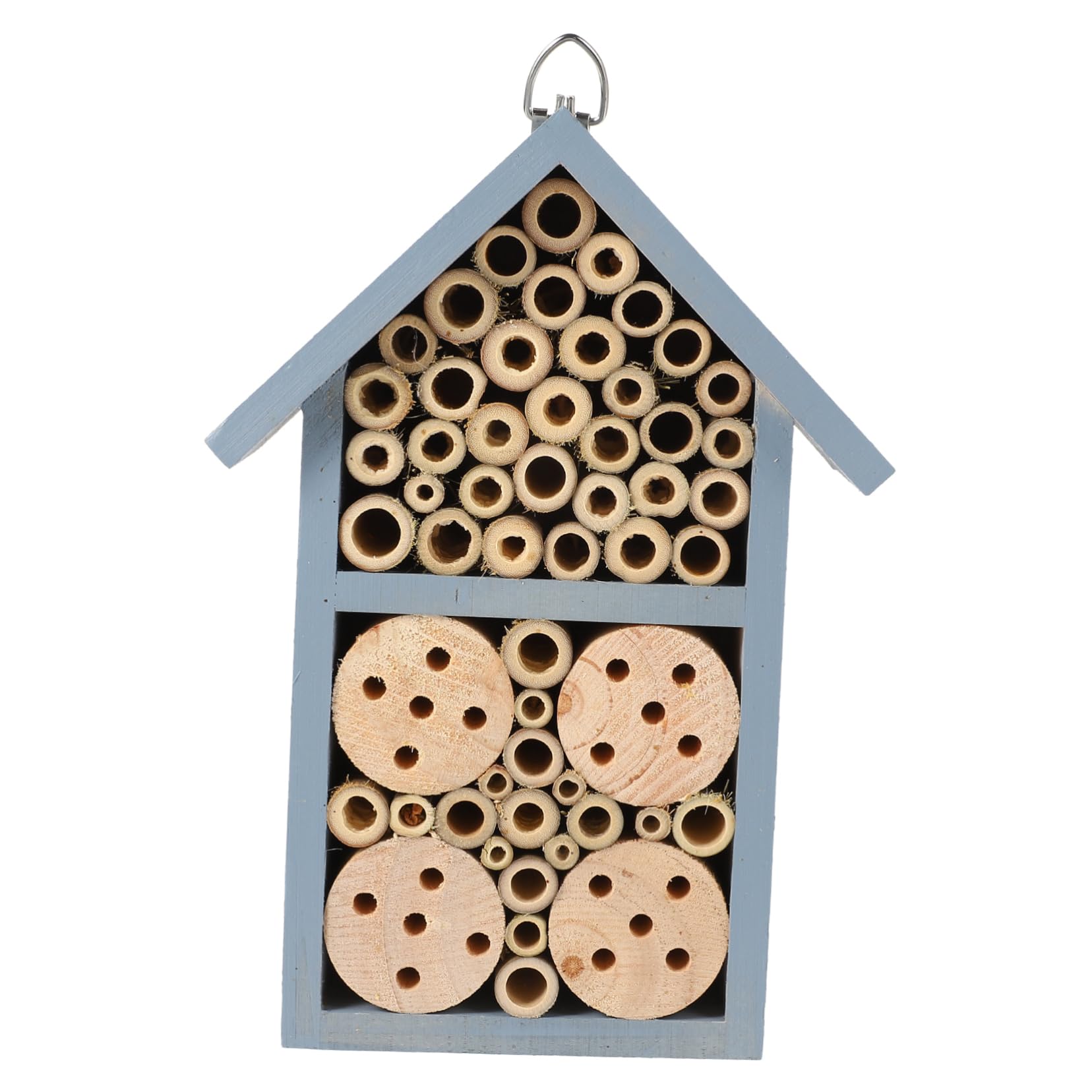 HANABASS Holz-insektenhaus Wetterfest Dekorativ Bienenhaus Für Garten Outdoor Mit Schutzdach Und Aufhängung Nisthilfe Für Wildbienen Und Andere Nützlinge Farbe Blau