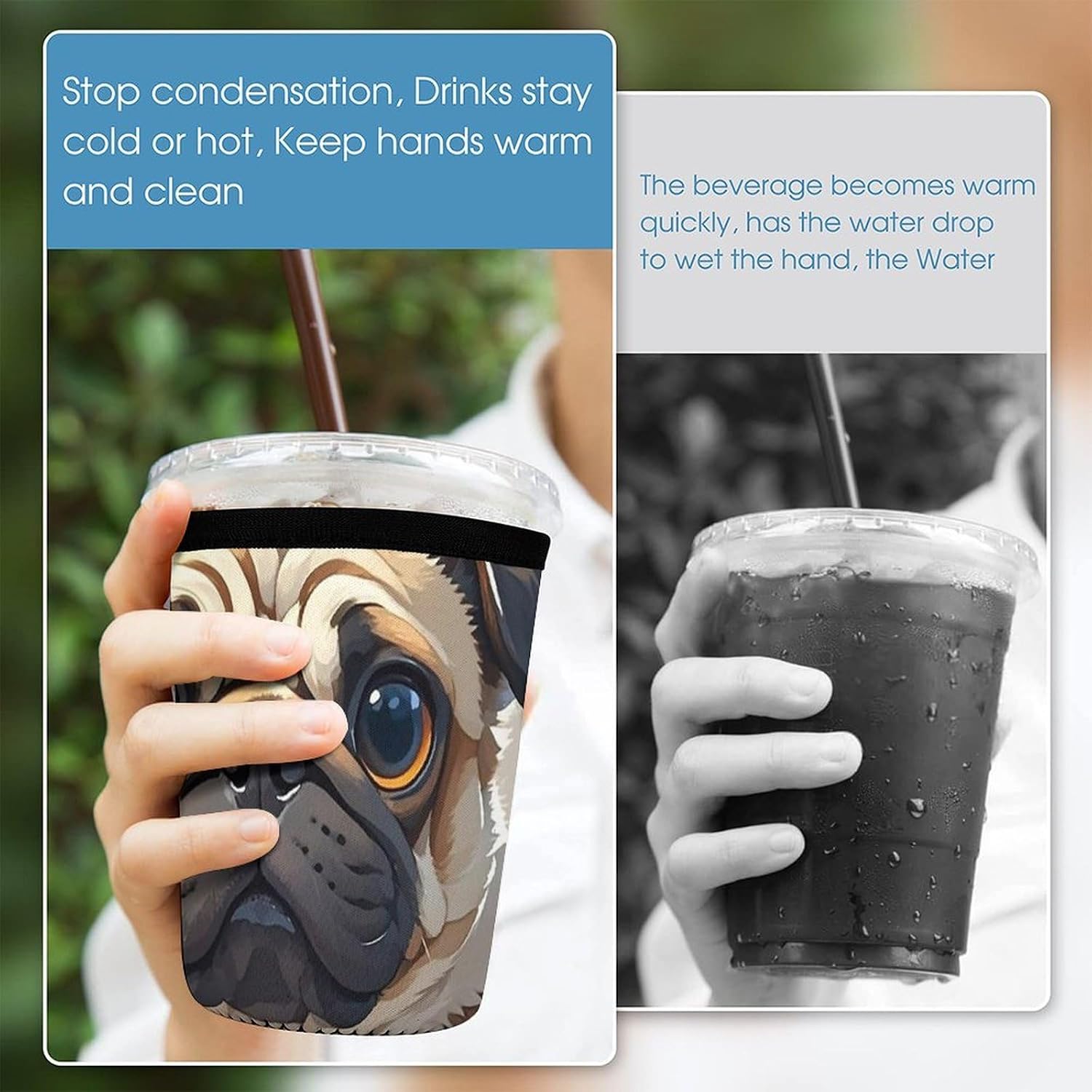 3 Pack Neoprene Cup Sleeves, Stretchy Reusable Drink Cup Cover Universal