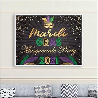 Mardi Gras Banner, Mardi Gras Backdrop for Pictures Size 24x18, 36x24, 48x24 and 48x36, 2020 Mardi Gras Masquerade Party, Mardi Gras Wall Decoration, Masquerade Party Banner, Party Welcome Sign