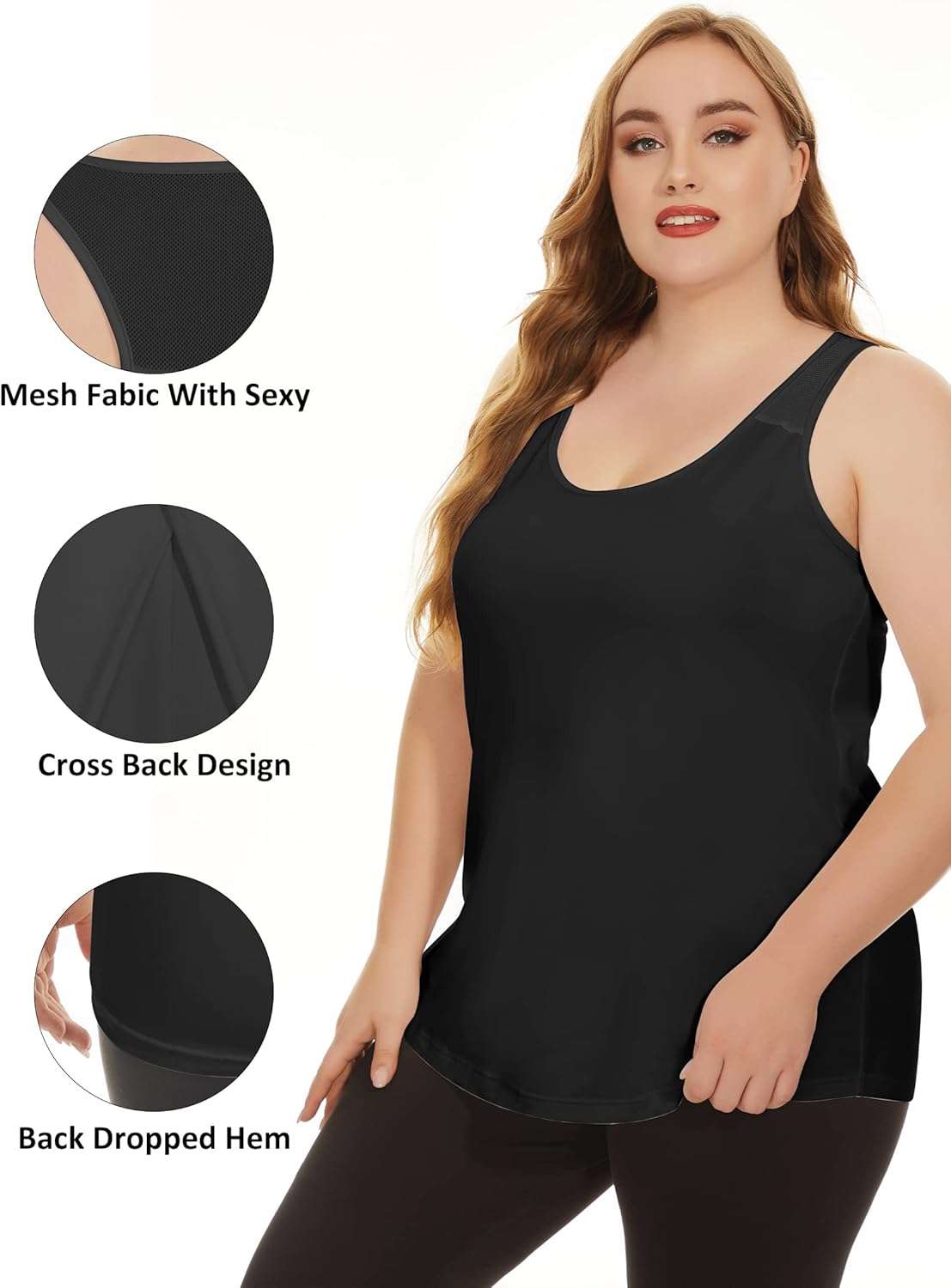 FOREYOND Women's Plus Size Workout Tank Tops Loose Fit Yoga Racerback Athletic Tops Sleeveless Summer Shirts - Image 4