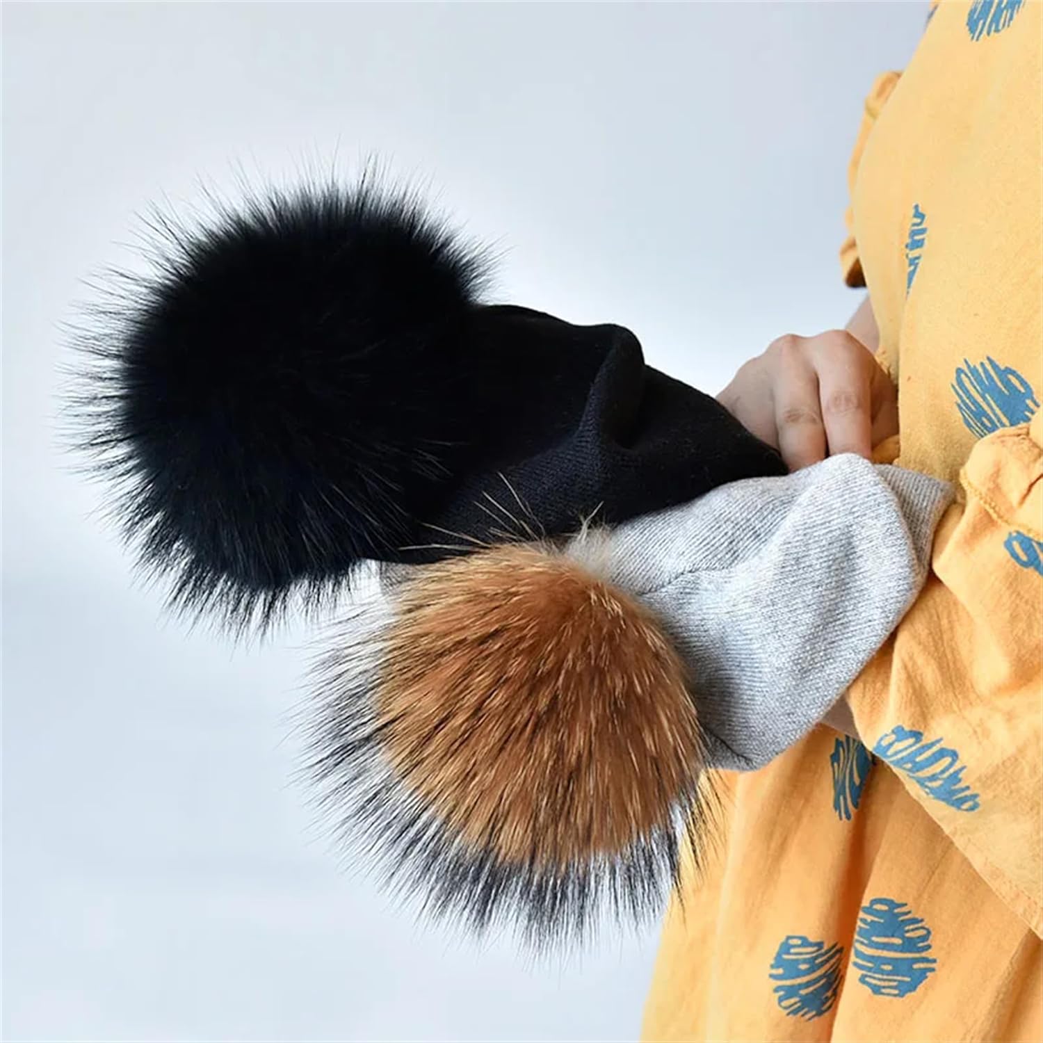 Women's Russian Style Thicken Warm Winter Hat with Pompom Beanies Hat Lady Fashion Casual Loose Cold Weather Skullies Hat