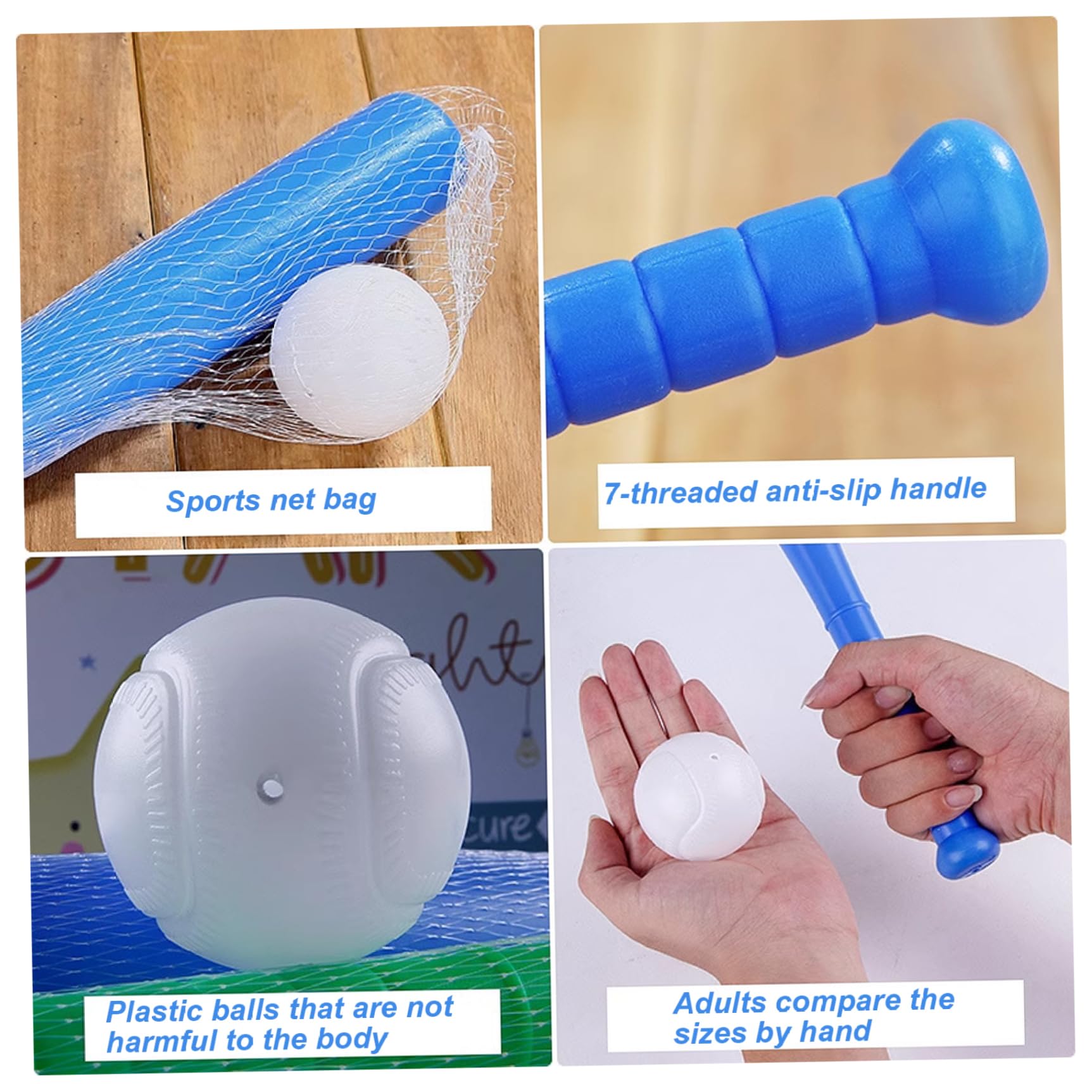 Mazza da baseball in plastica, mazza da baseball per bambini, set in plastica e palline da 17 pollici, giocattoli pratici leggeri per esercizi per bambini per giochi di sport all'aperto al coperto