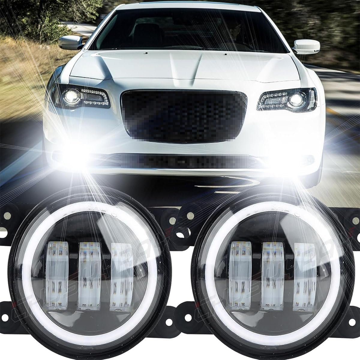 CHUSYYRAY Compatible with Chrysler 300C 2005 2006 2007 2008 2009 2010 Fog Lights Chrysler 300 SRT8 2005 2006 Fog Lights Assembly, Front Bumper DRL Amber Turn Signal LED Fog Lamps, Pack of 2