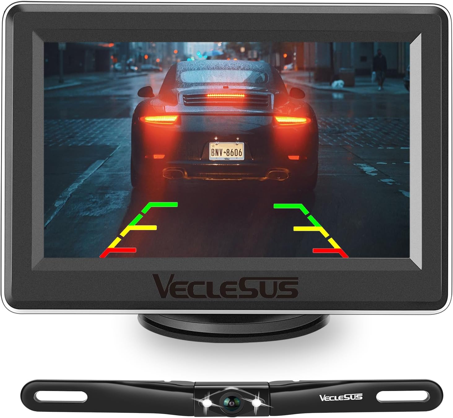 VM1 Wired Backup Camera Kit with 4.3” Monitor, 1080P License Plate Camera, IP68 Waterproof Night Vision, Reverse/Continuous View for Car, SUV, Pickup, Sedan, Truck, 33ft Cable