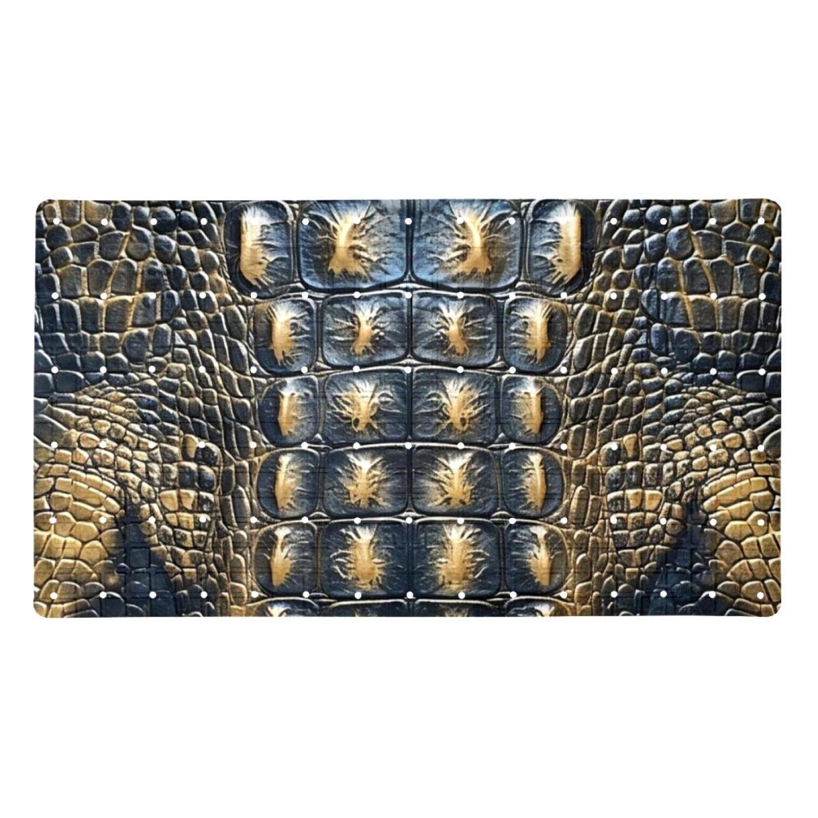 Tapis de bain absorbant à motif crocodile avec trous de drainage en PVC