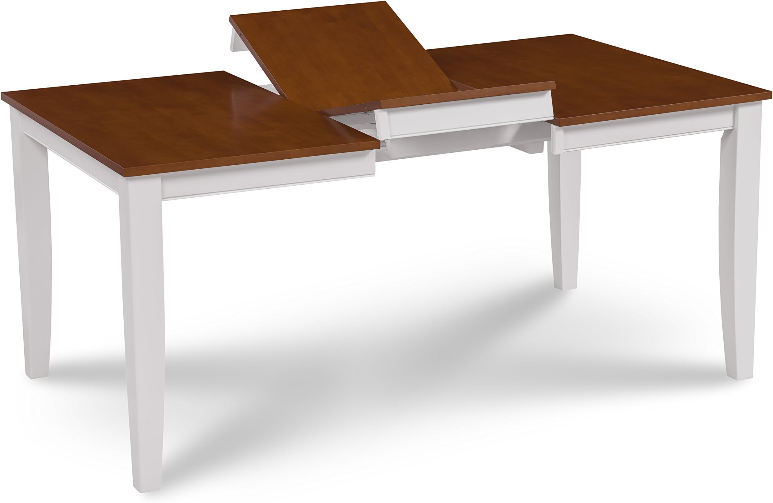 Trithi Furniture - Fullerton Solid Wood Extendable Dining Table with Cherry Color Tabletop (White Frame)