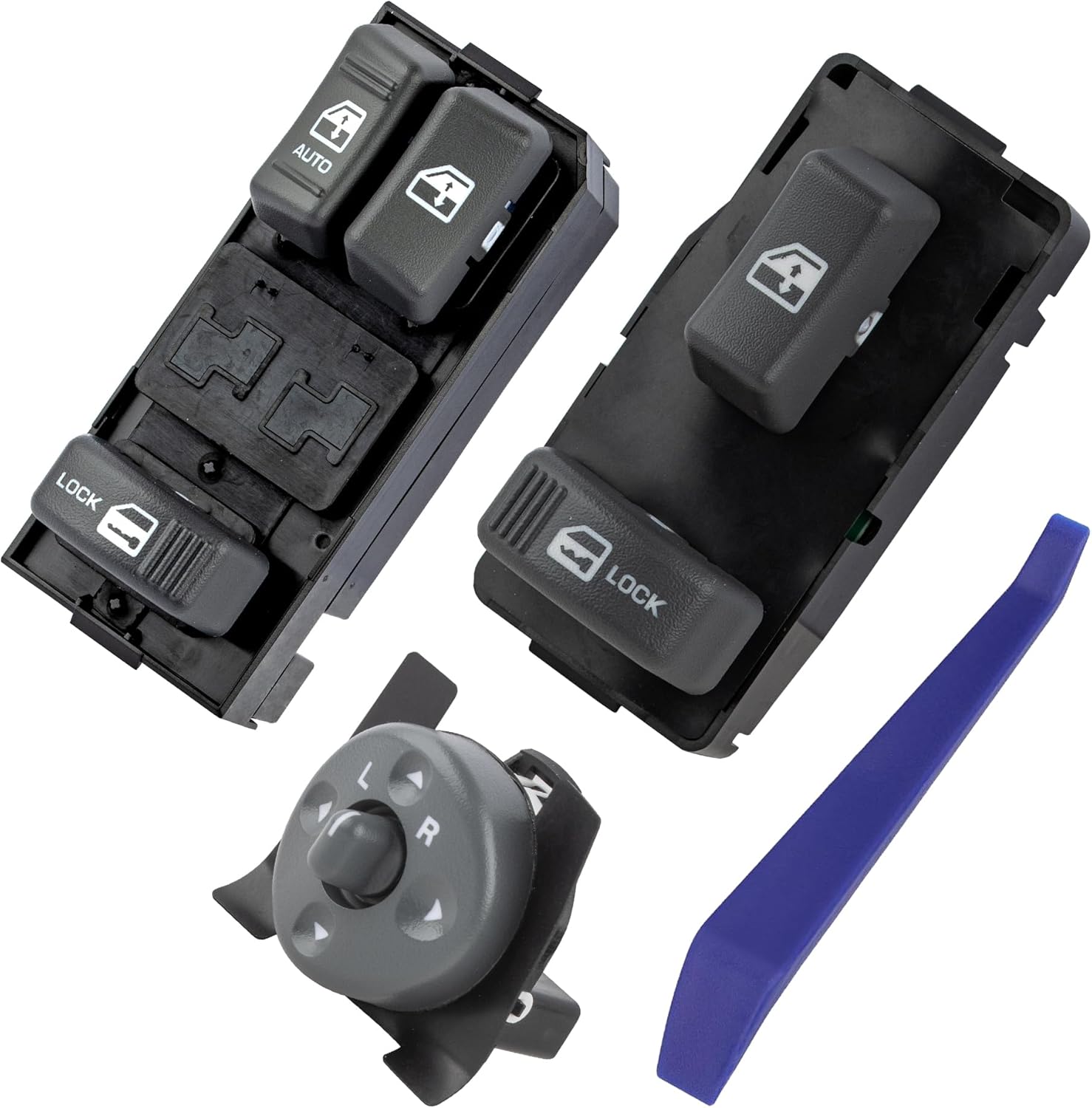 Obaee Driver & Passenger Side Power Window Switch & Mirror Control Compatible with 1994-2001 Chevy GMC C1500 C2500 C3500 K1500 K2500 K3500 Tahoe Yukon, Replaces OEM 15151356, 15151362, 15009690