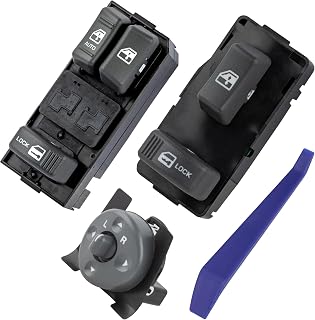 Obaee Driver & Passenger Side Power Window Switch & Mirror Control Compatible with 1994-2001 Chevy GMC C1500 C2500 C3500 K1500 K2500 K3500 Tahoe Yukon, Replaces OEM 15151356, 15151362, 15009690