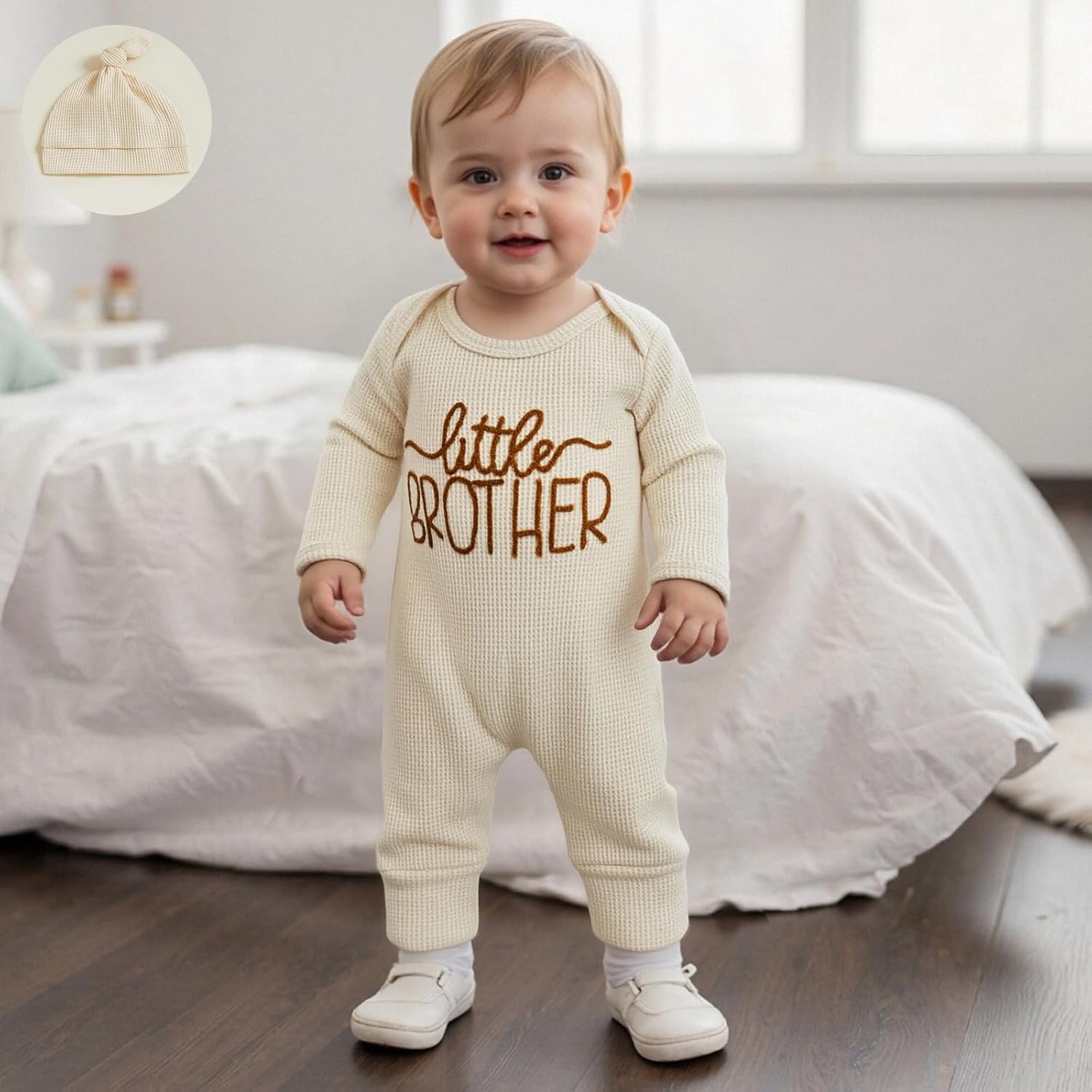 allshope Newborn Baby Boy Fall Outfit Romper Mama Mini Embroidery Long Sleeve Crew Neck Jumpsuit Bodysuit Infant Clothes - Image 3