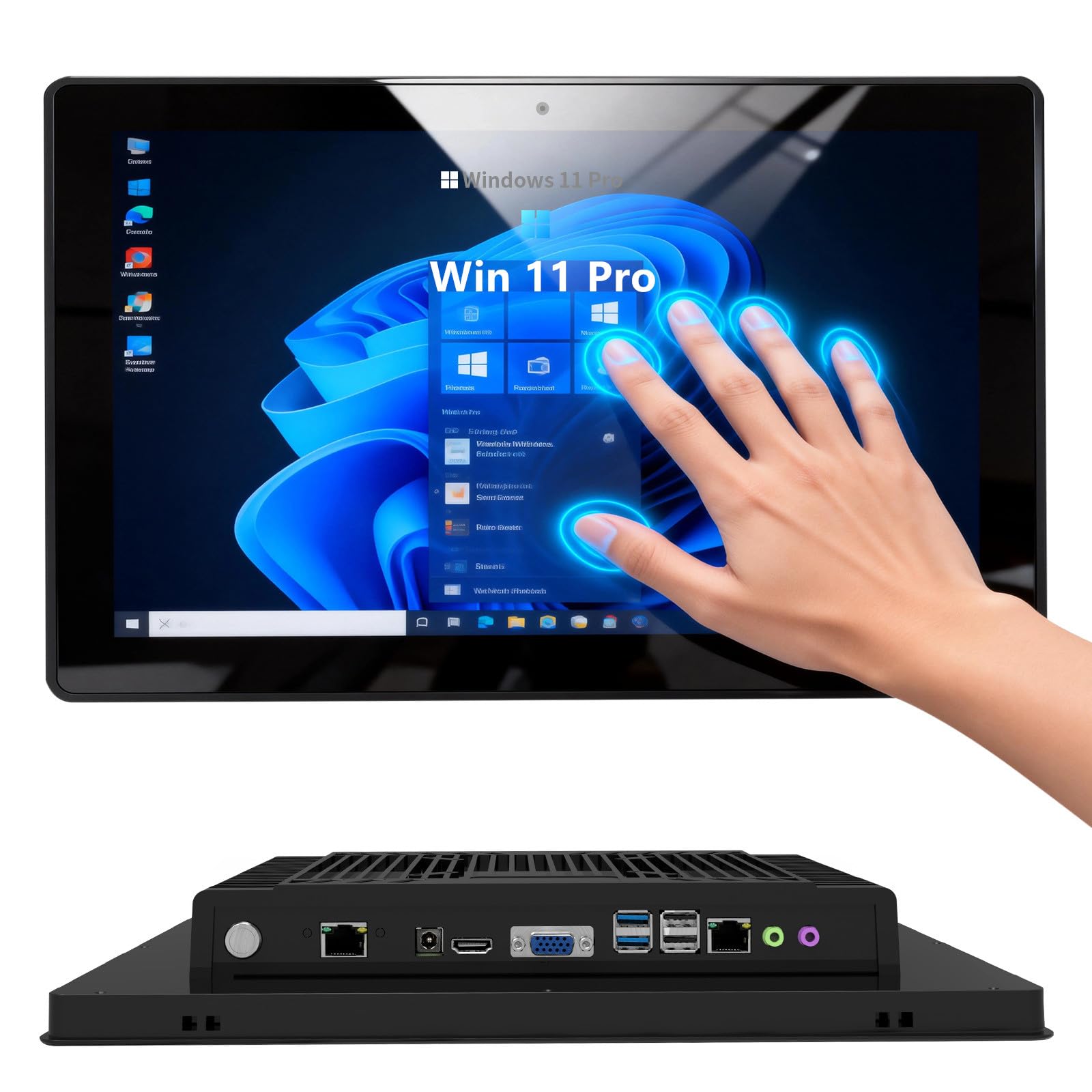 15.6" Embedded-Industrial-Panel-PC, Win11 Pro 10 Point Capacitive Industrial-Touch-Screen-Panel-Computer, Core i3-7100U / 8GB-128GB SSD, 1920 * 1080 IPS, Built-in 5MP Webcam, POE Power Supply