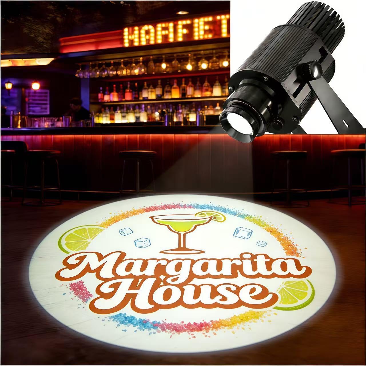 Logo Projector Lights,Custom GOBO Projector for Business, LED Projector Light,Outdoor Waterproof Advertising Projector for Store, Bar, Cafe, Restaurant, Wedding & Events