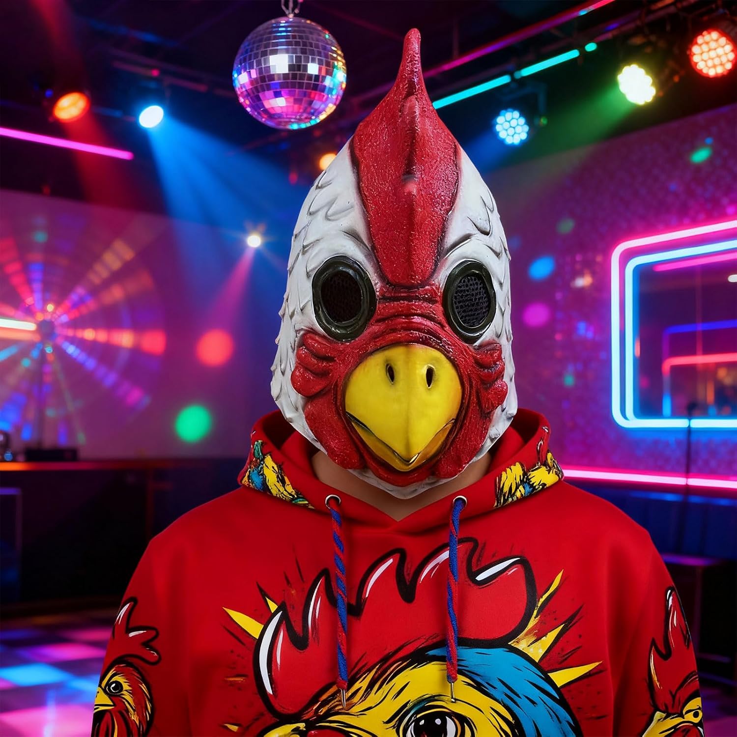 Rooster Mask, Funny Latex Chicken Role Play Head Masks for Festival Cosplay Party Props