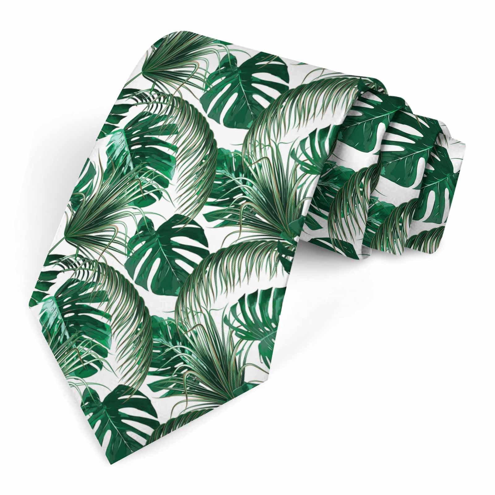 Muntayson Tropical Palm Leaves Men's Ties Men Novelty Neckties Fashion Neck Tie for Women