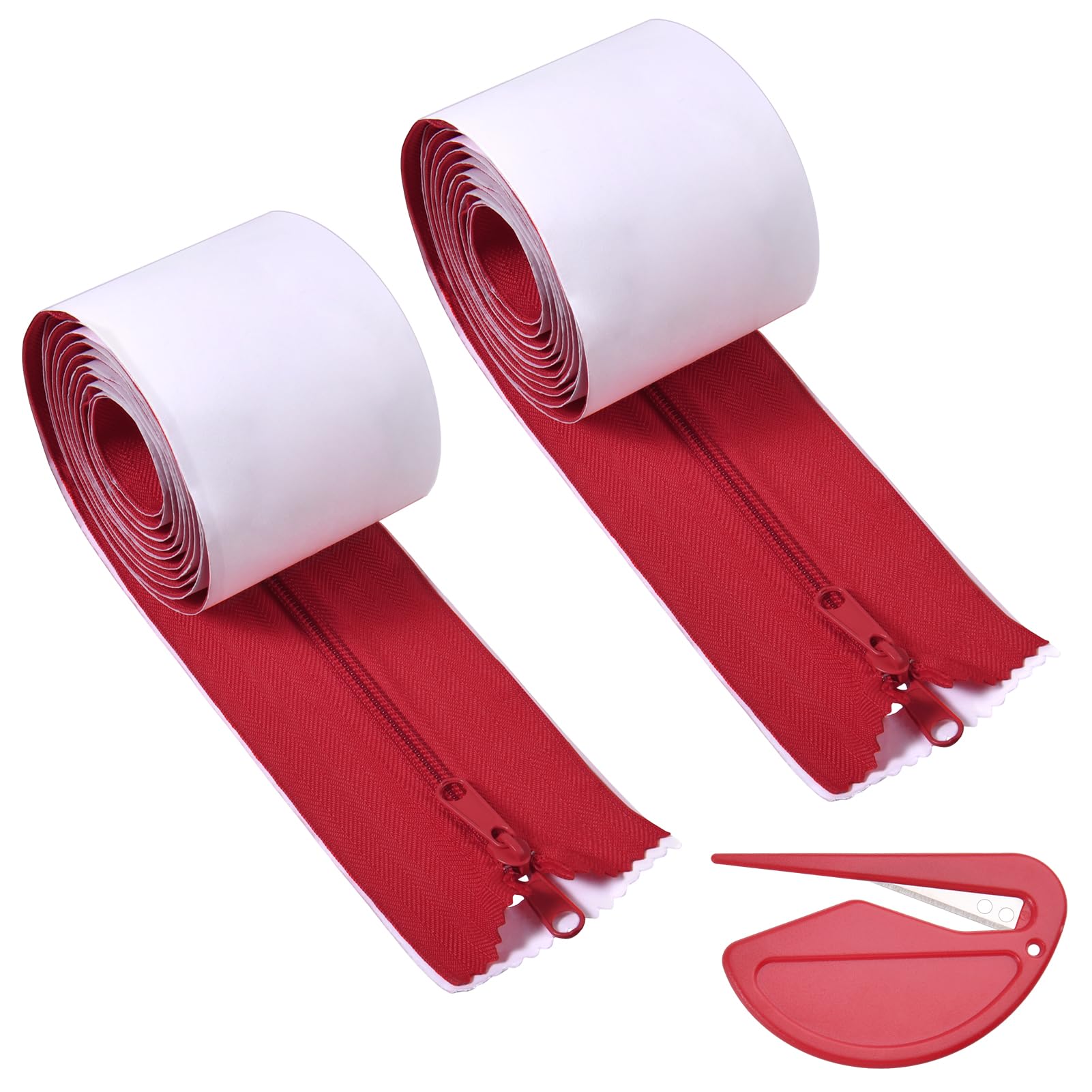 INJOYTEC 2PCS Plastic Zipper Door Dust Protector Heavy Duty Reusable Dust Barrier Self Adhesive Doors Construction Door Cover with Zipper Magnect for Room Remodel Easy to Install and Remove, Red