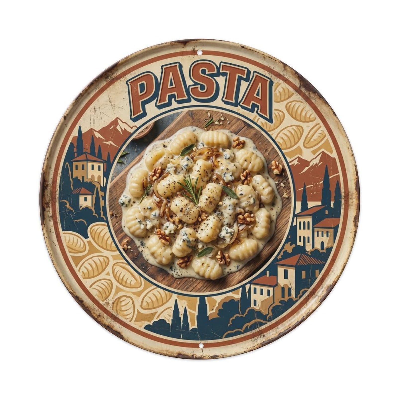 Mediterranean Cuisine Pasta Cucina Italiana Vintage Metal Tin Sign