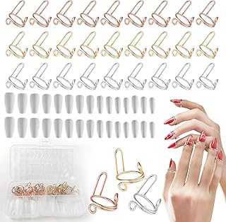 30 Pcs Wudu Nail Rings Adjustable Rings with Adhesive Nail Tabs Clear Nails Tips Removable Reusable Fingernail Ring Set for Women Nails Art Decoration (Golden, Silver, Rose)