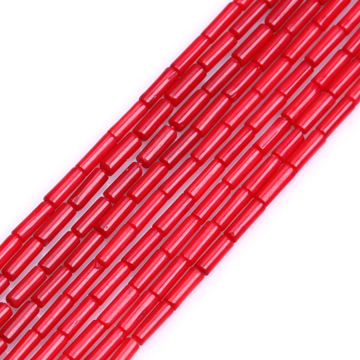 JOE FOREMAN 3x10mm Red Coral Column Beads for Jewelry Making Strand 15" Natural Stone Semi Precious Gemstone DIY Handmade Craft Supplies