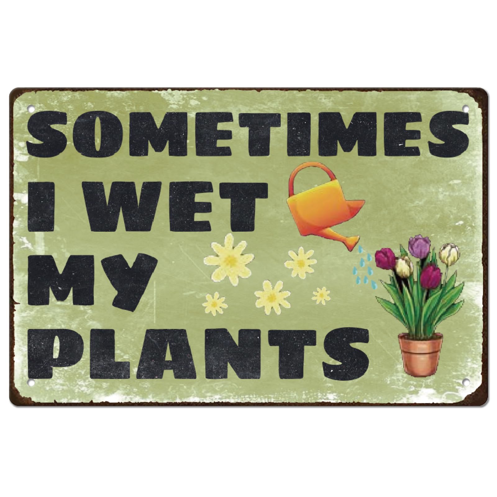 peiyeety Garden Flower Metal Tin Sign Vintage Wet The Plants Tin Painting Retro Plaque Wall Art 8x12 Inch