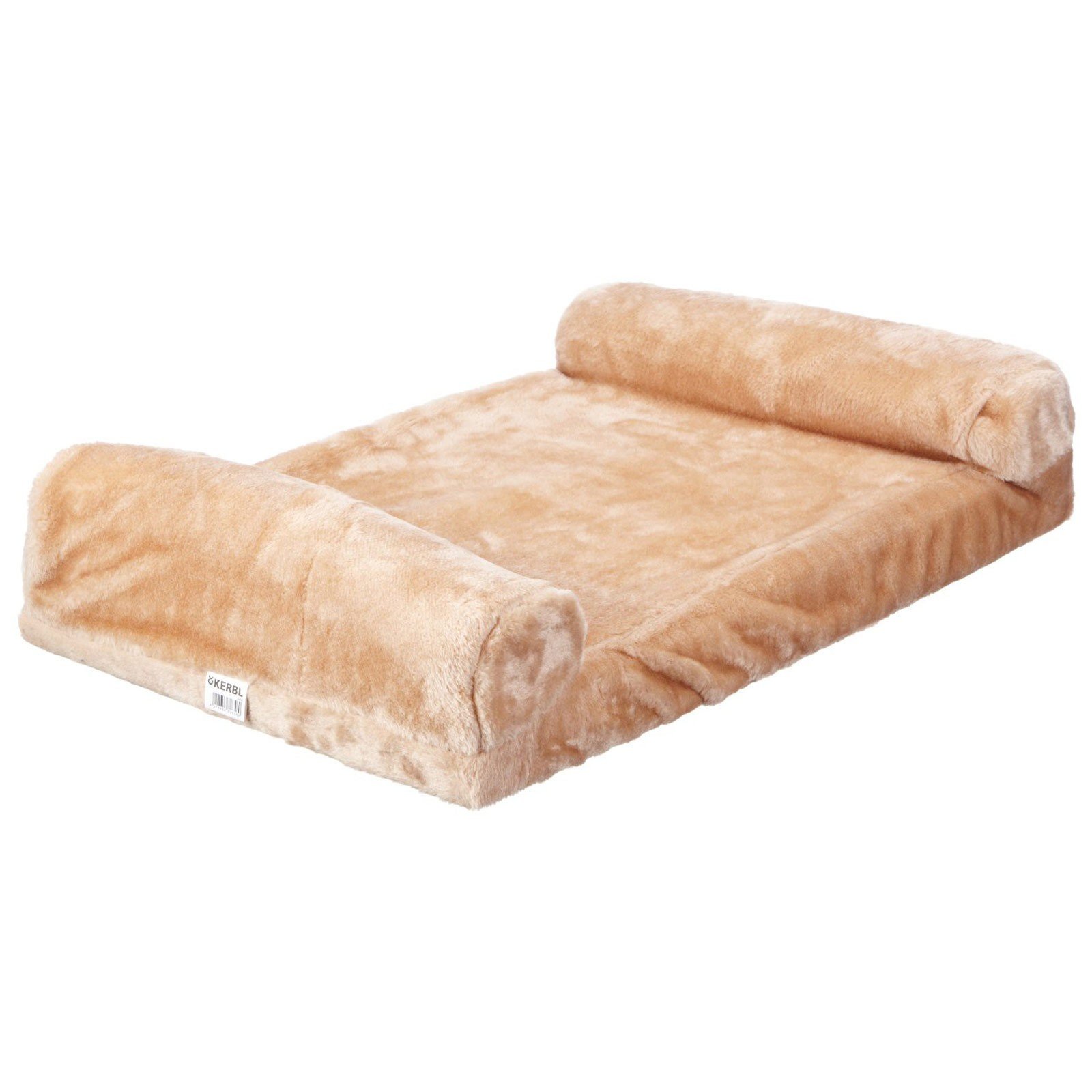 Kerbl Pet Fensterliegebrett, Fenster-Liegeplatz, beige, 55x35cm, Holz, gepolsterter Rand, weicher Plüschbezug, Katzen, einfache Montage an Fensterbank