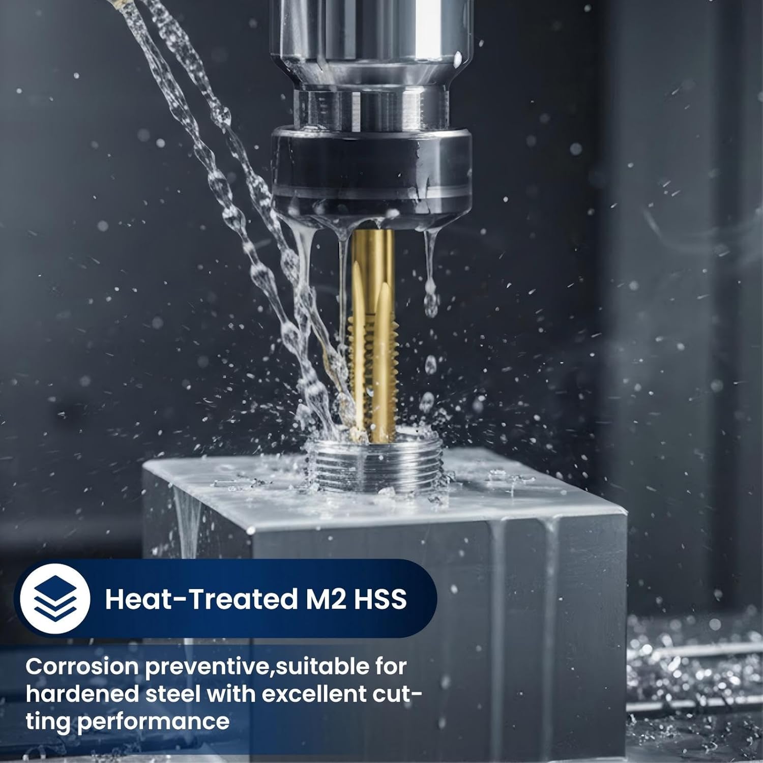 M11×2.0 4-Flute Thread Tap Extra Long Thread Tapping Tool,High Precision M2 Steel with TIN Coating,Thread Clean Tap for Engine Bolts,O2 Sensor & Spark Plug Thread Chaser,Thread Cleaning 165mm Long