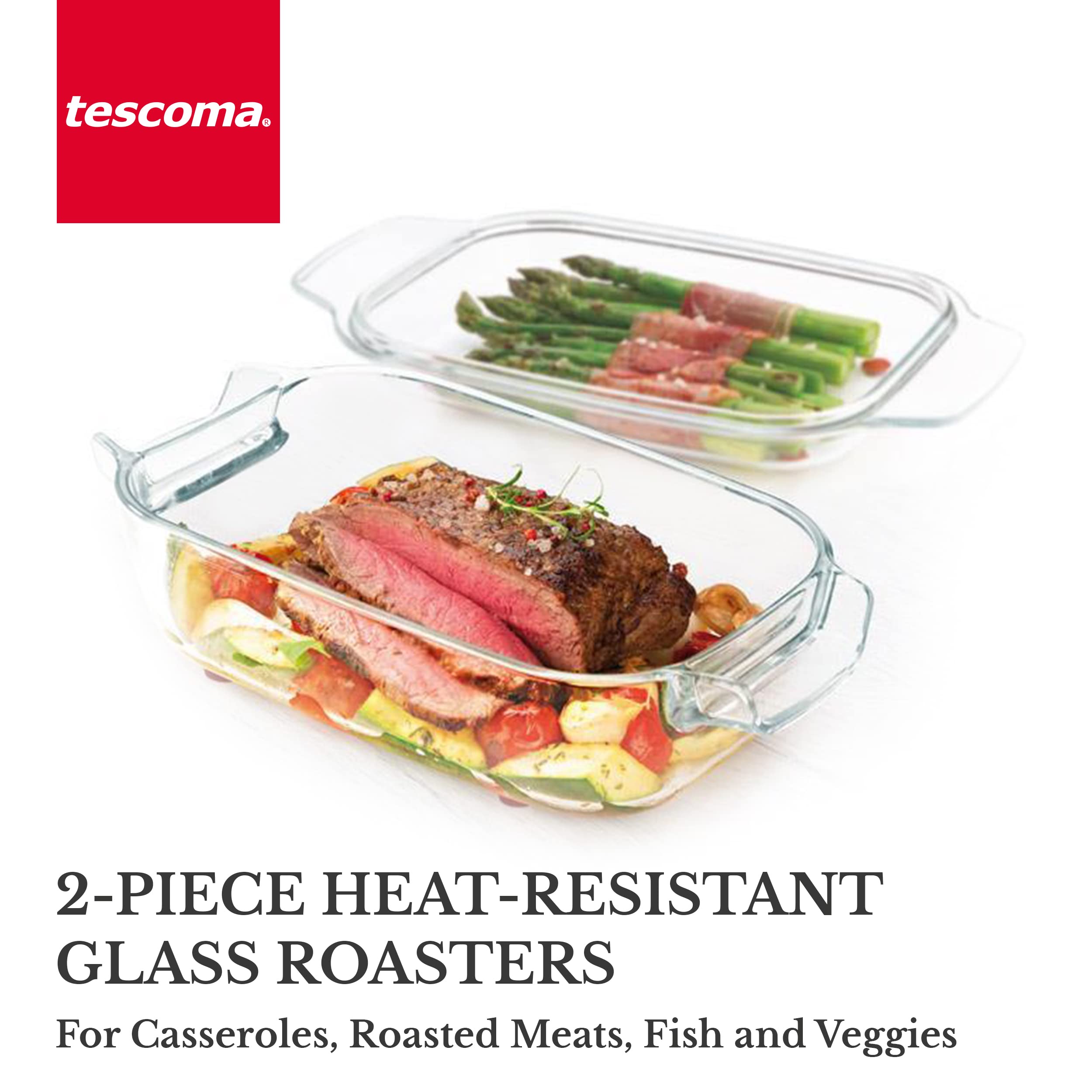 Tescoma 629090 Rostiera in vetro rettangolare con coperchio, 40x26 cm