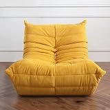 Togo Fireside Chair, Lazy Floor Sofa, Comfy Corner Bean Bag Chairs, Premium Foam, Ergonomic Design Lounge Seat, Boneless Sofas, Armless Accent Chair For Living Room, Office Yellow - 1