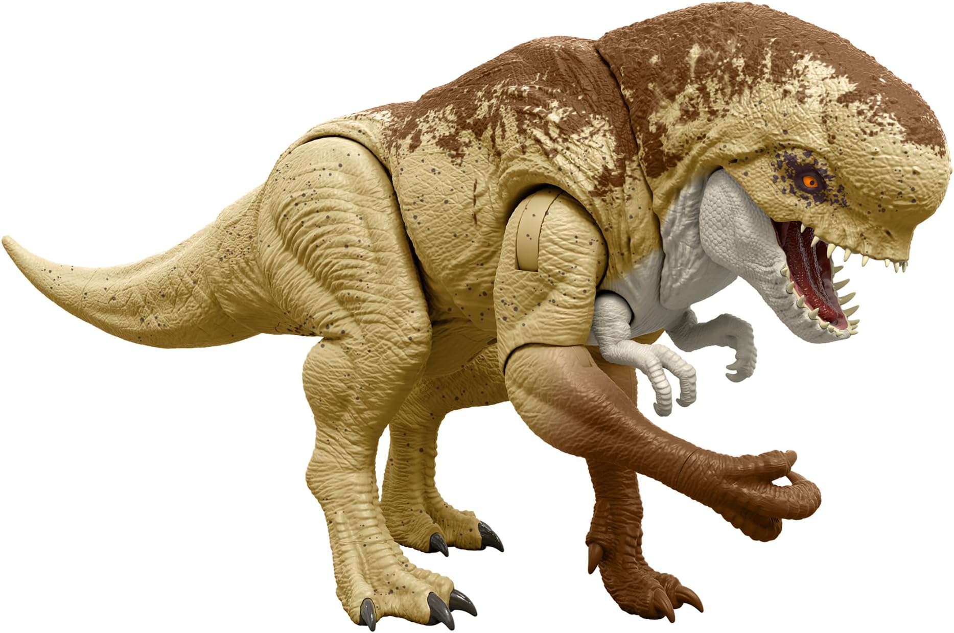 Mattel Jurassic World Battle Action! Roaring Distortus Rex Children's Figure Dinosaur Toy Total Length: Approx. 19.7 inches (50 cm), Ages 4 and Up, Brown JGB58