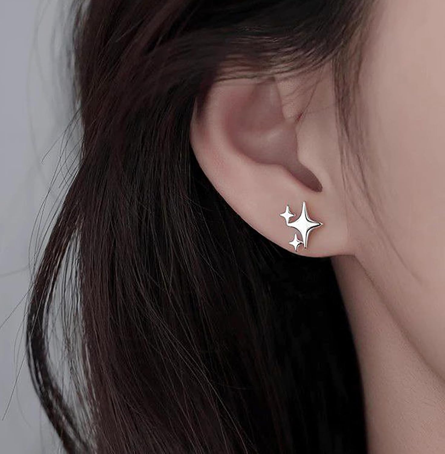 Dainty Hypoallergenic Star Stud Earrings for Women, 14K White Gold Plated Simple Small Jewelry - Image 2