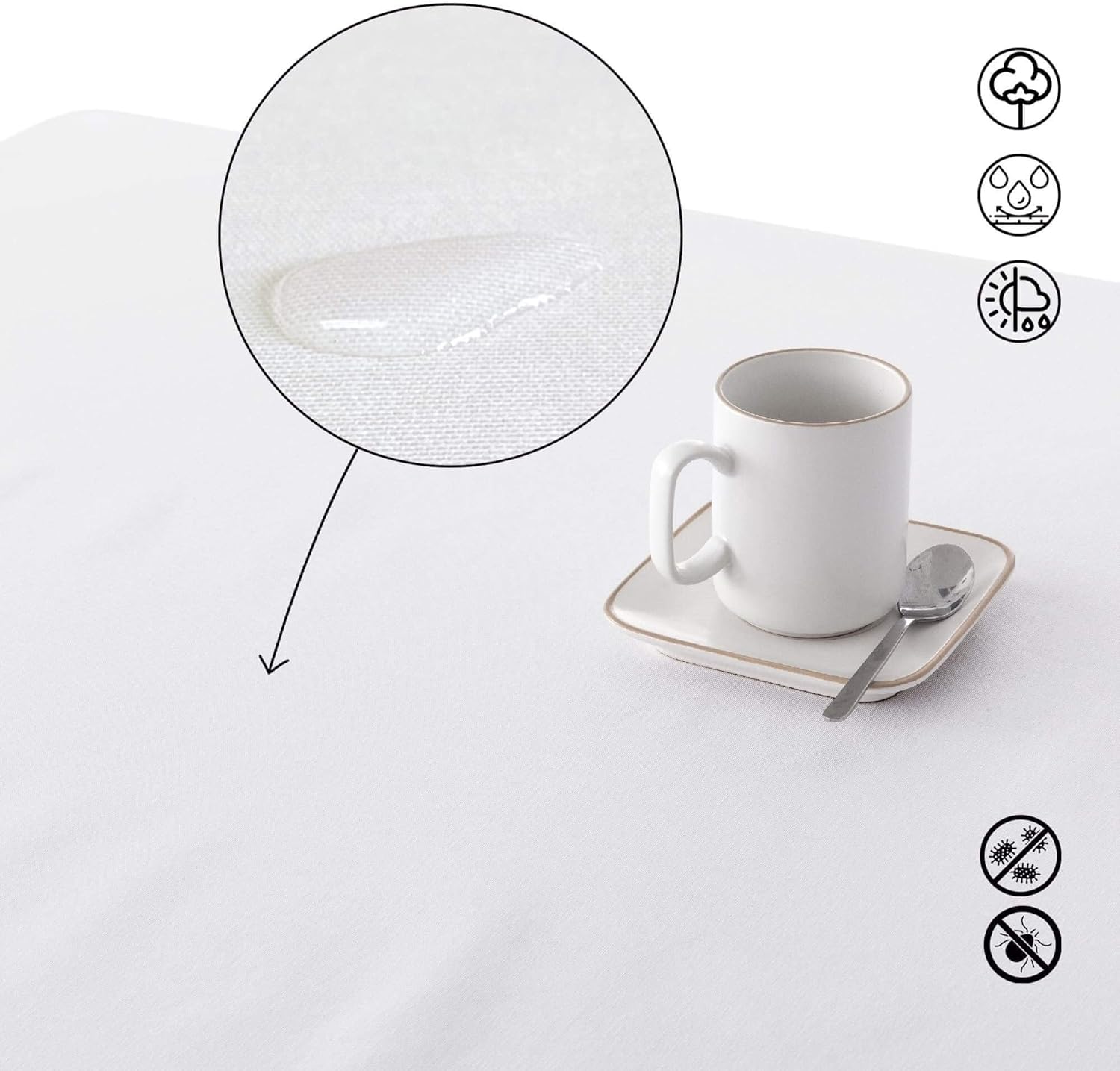 Belum White Christmas 1 Tablecloth for Christmas, Diameter 100 cm, Round 100% Cotton, Resin-Coated, Stain Resistant, Model White Christmas 1