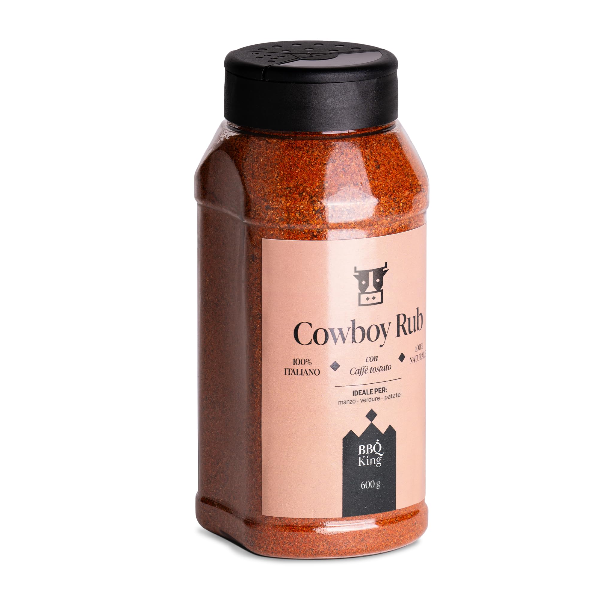 BBQ KING - Cow Boy Rub Confezione da 600 Gr, Dry Rub Bbq per Bistecche Ideale per Barbecue e Grill, Set Spezie Cucina 100% Made in Italy, Miscela di Spezie per Bistecche, Hamburger o Arrosti