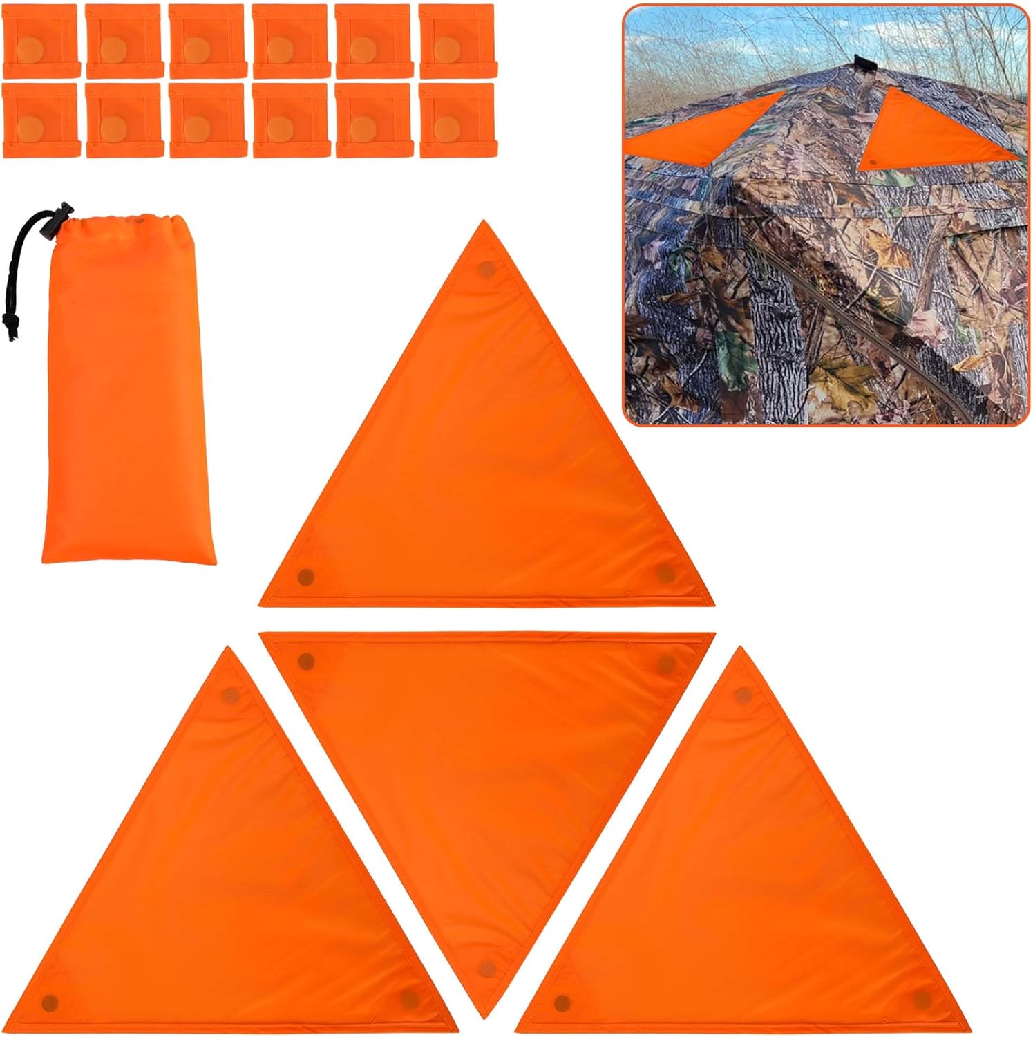 4 Pcs Blaze Orange Safety Panels,Waterproof Hunting Safety Blind Panels with 12 Buttons & Storage Bag,Portable Blind Cover for Ground Blind Tree Stand