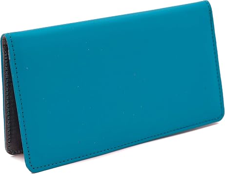 Teal Smooth Leather Checkbook Cover for Top Tear Personal Checks