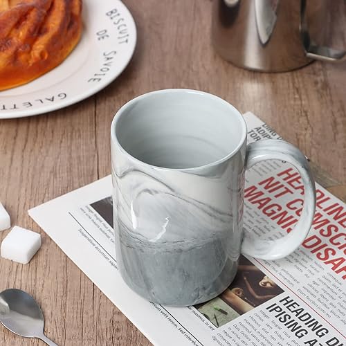 Miniatura 10 de Smilatte M067 - Tazas de café de mármol de 14 onzas, novedosas tazas de cerámica para el hogar y la oficina, aptas para microondas y lavavajillas,