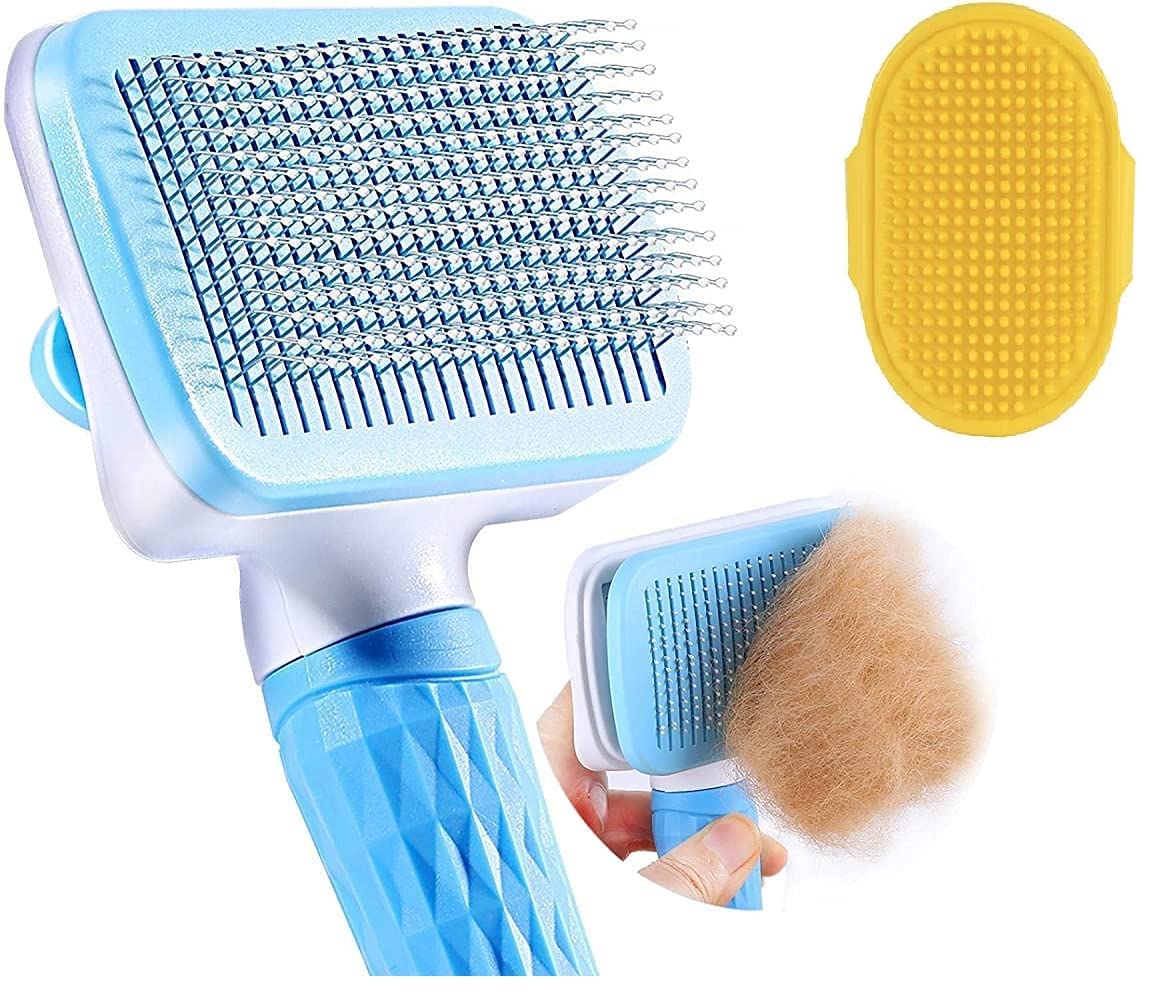 Pet Guard Slicker Pet Grooming Brush for Dogs & Cats with Long or Short Hair - Gently Removes Loose Undercoat, Mats, Tangled Hair (Free with Brush Cum Massager) (B0B14TR9VT) Amazon Price History, Amazon Price Tracker