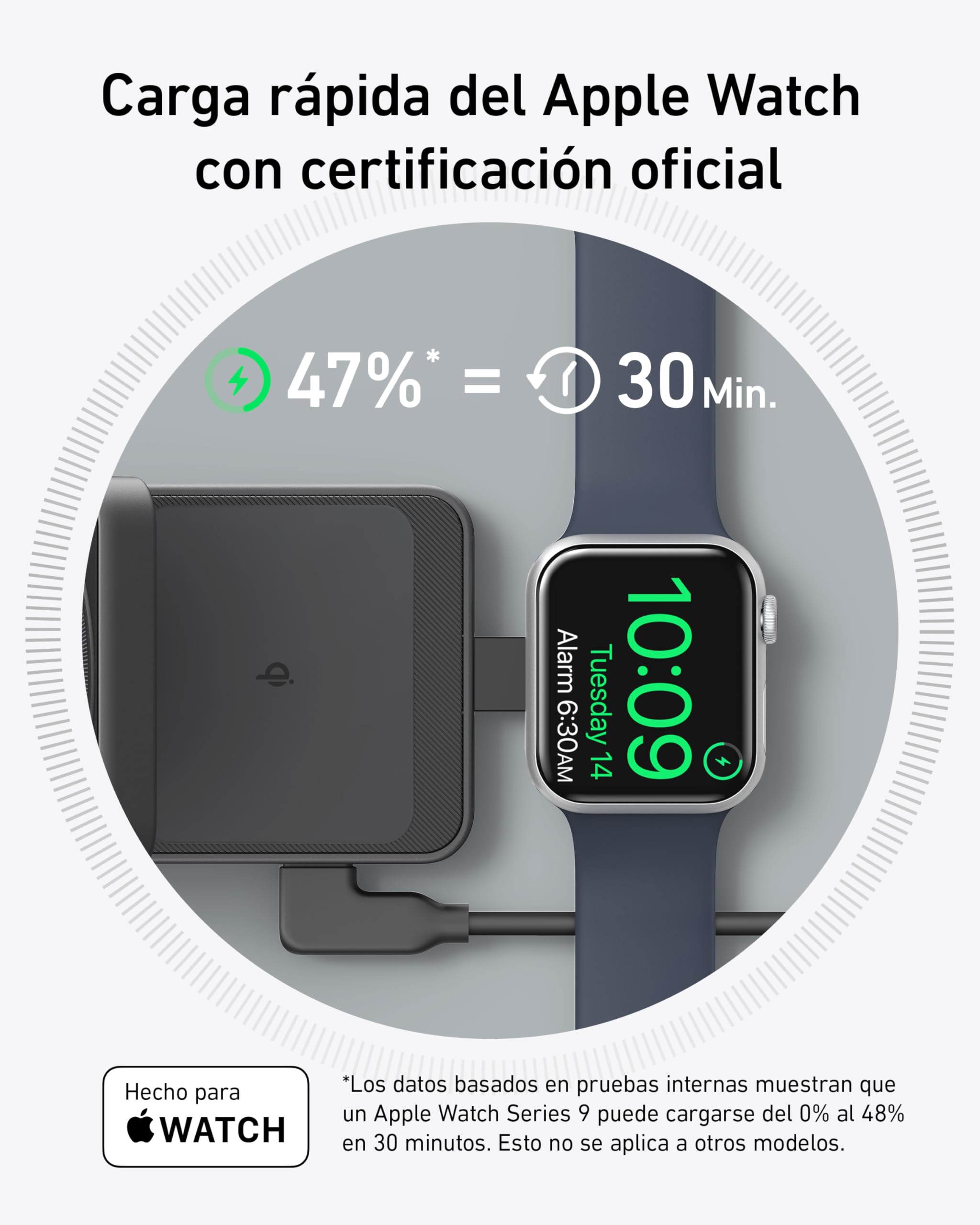 Anker MagGo Cargador Inalámbrico iPhone 3 en 1 con MagSafe 15W, Cargador Magsafe Soporte de Carga Certificado Qi2, iPhone 16/15/14/13 Series, AirPods, Apple Watch 9 (Enchufe Incluido)