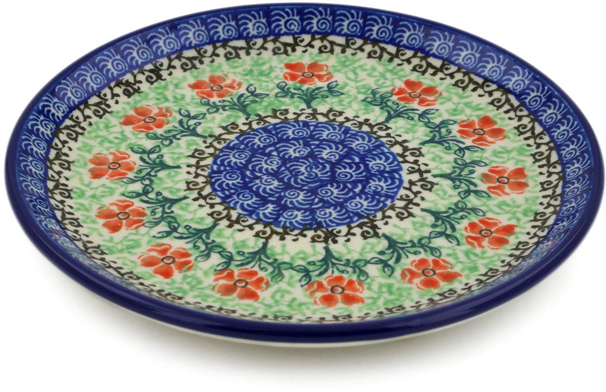 Authentic Polish Pottery Toast Plate in Maraschino Design Handmade in Boles?awiec Poland by Ceramika Artystyczna + Certificate of Authenticity