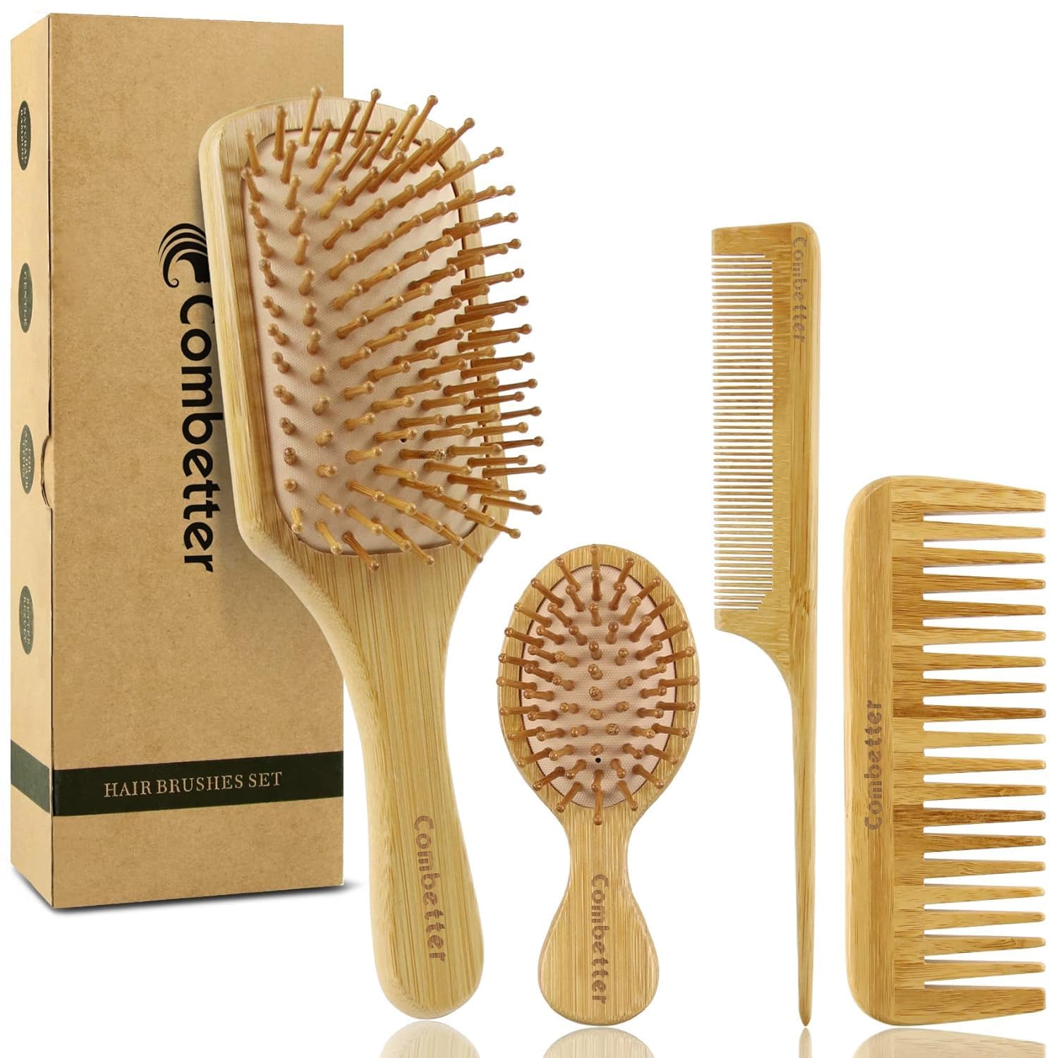 Sponsored Ad – ALMEKAQUZ 6 Pack Bamboo Hair Brushes and Comb Set, 100% Bamboo Comb with Airbag Massage Women Detangling Paddle Wood Brush, Great On Wet or Dry Hair, Eco-Friendly and Handmade, for Women Men and Kids