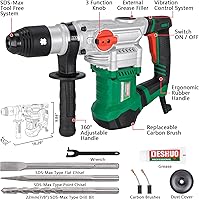 Vista 2 de Taladro de martillo giratorio SDS-Max de 1-1/2" de servicio pesado, 12.5 amperios, 3 funciones, control de vibración con cable, taladro